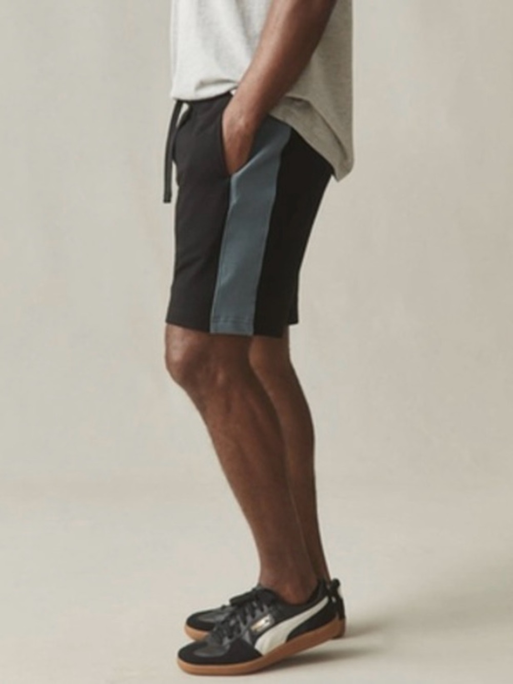 American Giant Men’s Black & Blue Colorblock Sweatshort Shorts Size XL NWOT